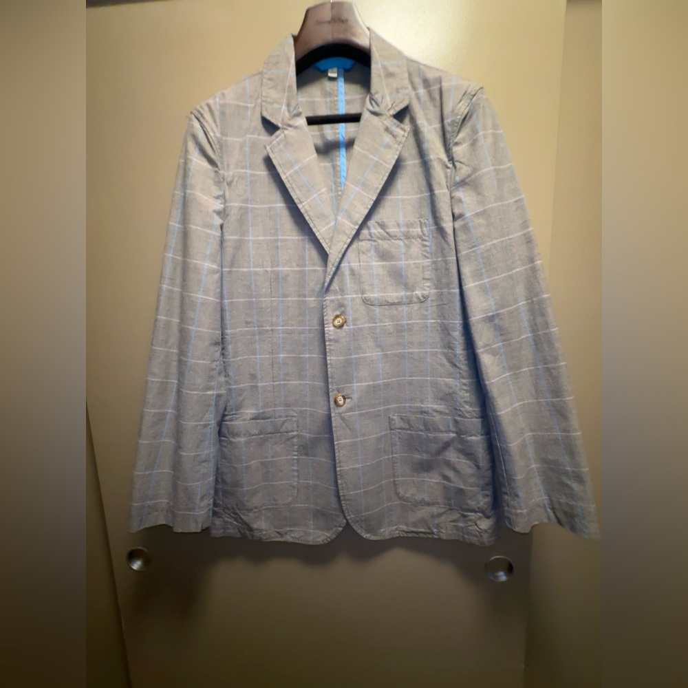 Boden London gray and blue lined unlined coat